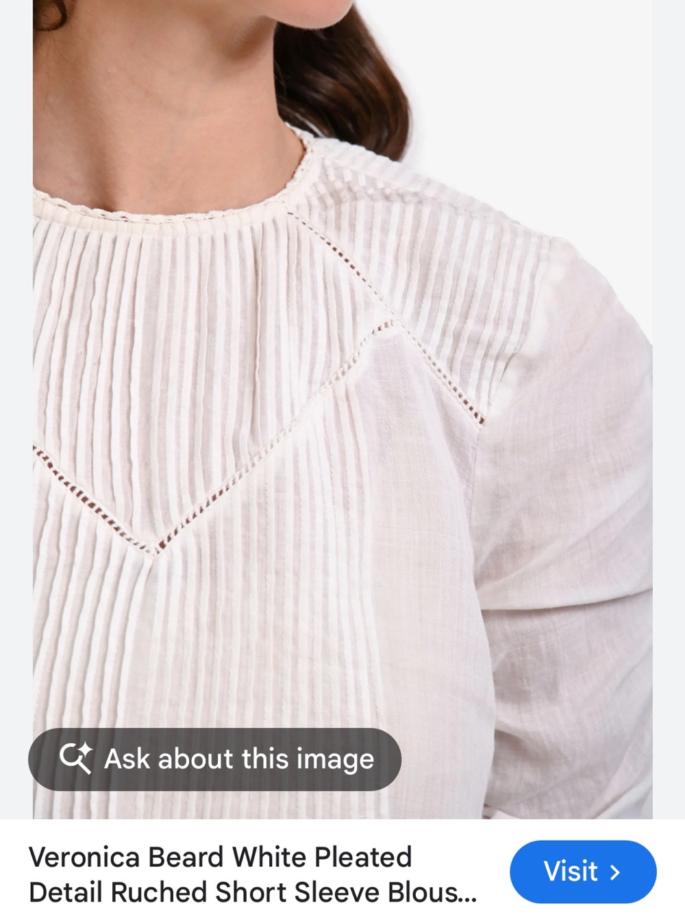 Veronica Beard Cream Pintuck Front Blouse - Picture 4 of 4